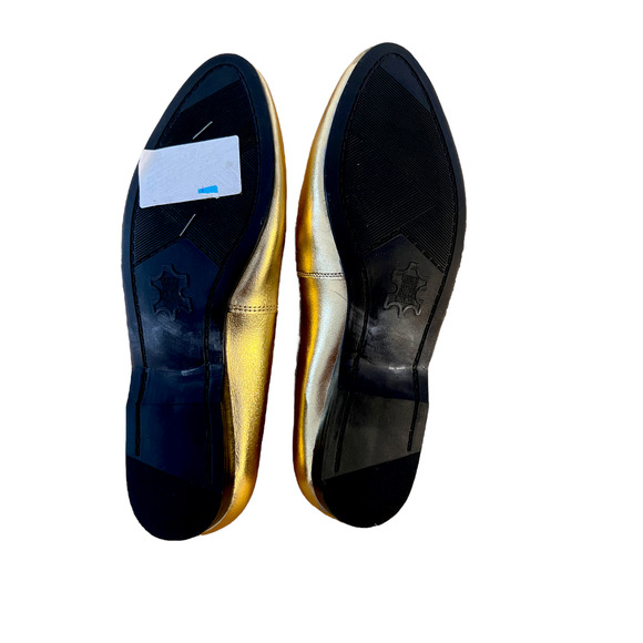 New Carriage House Beverlee Gold Sparkle Jeweled Leather Flats Size Loafers 6M - Picture 5 of 5